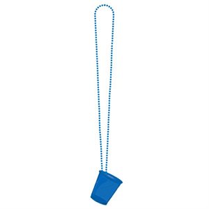 Blue shot glass on necklace