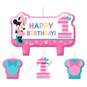 4 bougies de fête Minnie 1re anniversaire