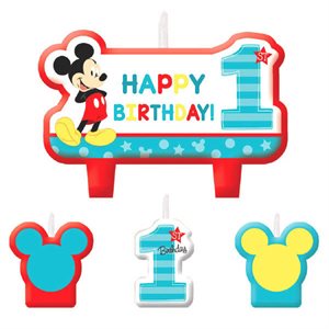 4 bougies de fête Mickey 1re anniversaire