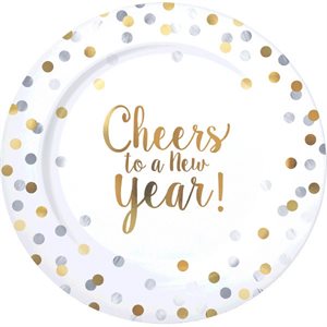 Cheers to the new year plastic plates 10.25in 10pcs