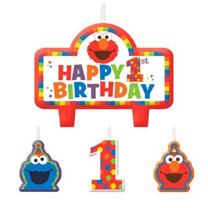 4 chandelles de fête Sesame Street 1re anniversaire