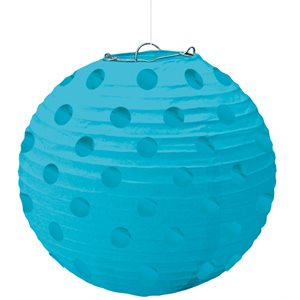 Caribbean blue mini paper lanterns with metallic dots 5pcs