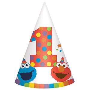 Sesame Street 1st b-day party hats 8pcs