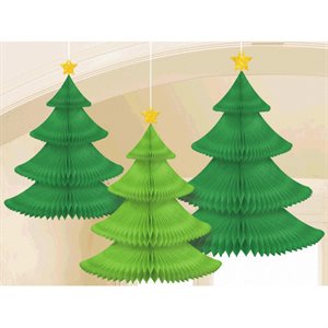 Christmas tree honeycomb decorations 3pcs