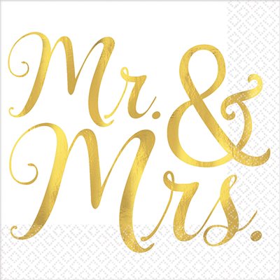 Sparkling Wedding Mr & Mrs beverage napkins 16pcs