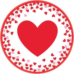 Valentine’s Day confetti hearts plates 9in 8pcs