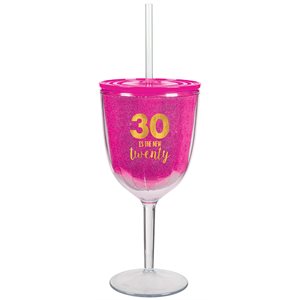 30 is the new twenty plastic wine cup with straw