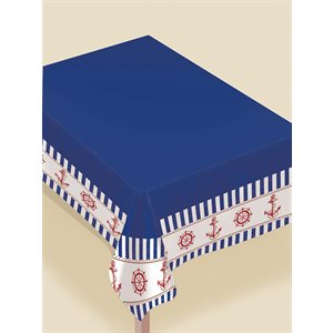 Anchors Aweigh flannel & vinyl table cover 54x90in
