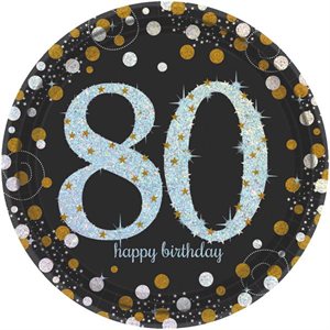 80th Sparkling Celebration plates 9in 8pcs