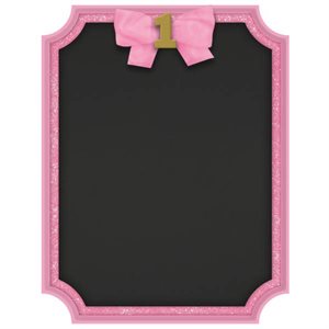Pink glitter 1st bday chalkboard easel sign 7x9in