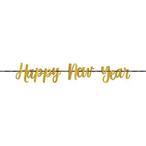 Gold glitter Happy New Years banner 12ft
