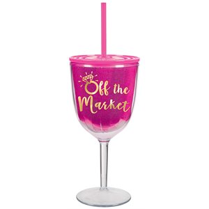 Off the market plastic wine cup with straw