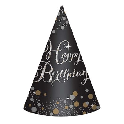 8 chapeaux de fête happy birthday célébration scintillante