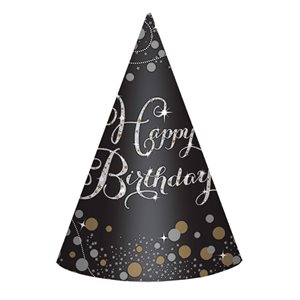 8 chapeaux de fête happy birthday célébration scintillante