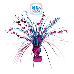 He or she blue & pink centerpiece 18in