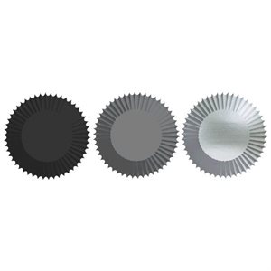 Black, grey & silver foil cupcake baking cups 2in 150pcs