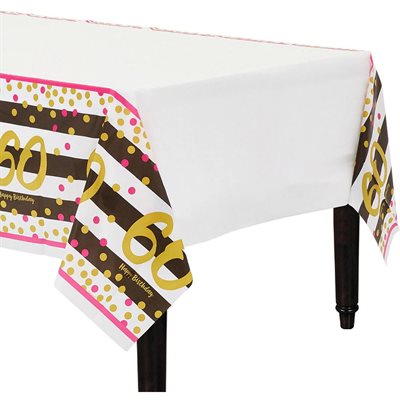 Nappe en plastique 60 ans or & rose