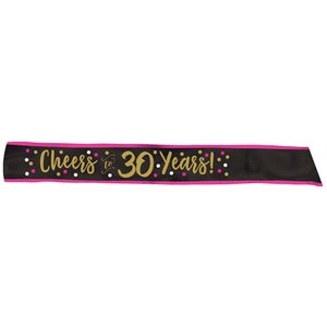 Cheers to 30 years! Gold & pink b-day sash