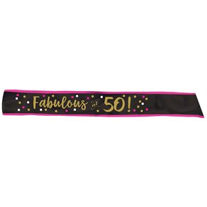 Fabulous at 50! Gold & pink b-day sash