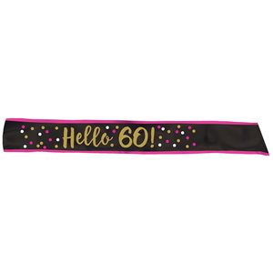 Hello 60! Gold & pink b-day sash