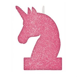 Glitter pink unicorn candle