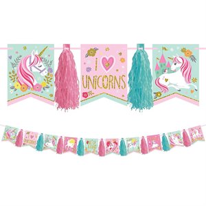 Magical Unicorn pennant & tassel garland 10ft