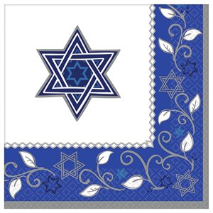 16 serviettes à repas Joyeuses Hanoucca