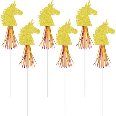 Glitter gold unicorn wands 6pcs
