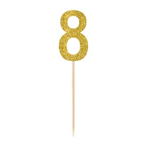 Glitter gold picks number 8 9.5in 4pcs