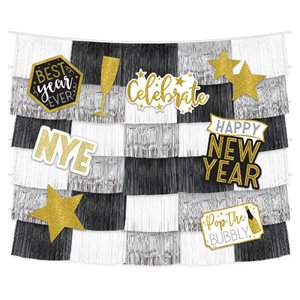 New Year fringe backdrop with cutouts