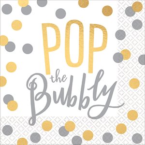 16 serviettes à breuvage "Pop the bubbly"