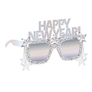 Irisdescent Happy New Year glasses with stars
