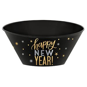 Plastic black Happy New Year bowl 3.5L
