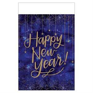 New Year midnight sky plastic table cover 54x102in