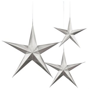 Silver 3D hanging stars