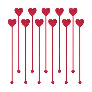 Red heart drink stirrers 7.5in 12pcs