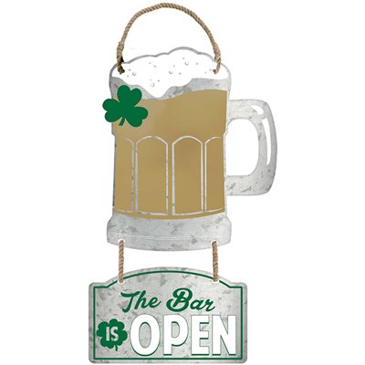 St-Patrick the bar is open metal sign