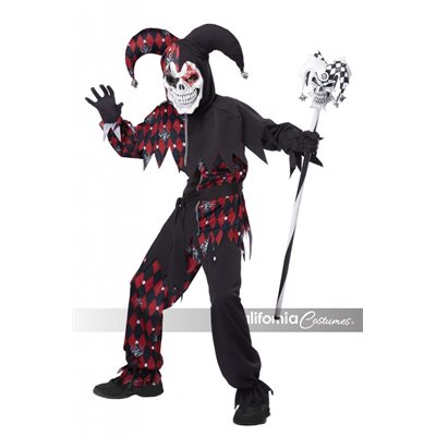 Children black & red sinister jester costume Small