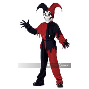 Costume d'evil jester noir & rouge enfant