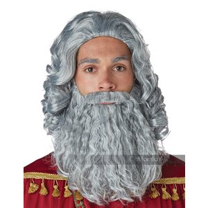 Adult grey biblical king wig & beard