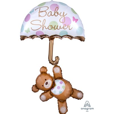 Baby shower bear & umbrella multi-balloon foil balloon