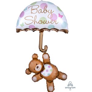 Ballon métallique multi-ballon ourson & parapluie shower de bébé