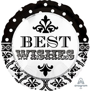 Best wishes black & white std foil balloon