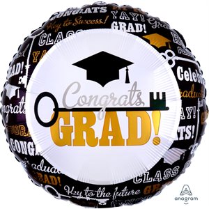 Congrats grad with key std foil balloon