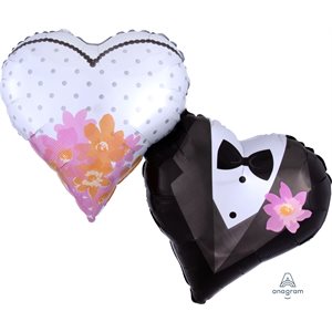 Wedding couple hearts supershape foil balloon