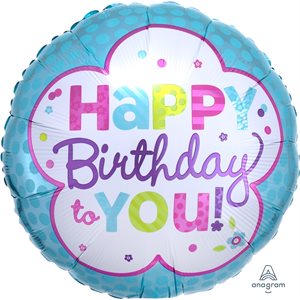 Happy birthday to you pink & teal std foil balloon