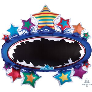 Ballon métallique supershape tableau noir étoiles colorées