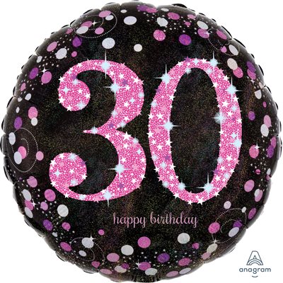 30th Pink Sparkling Celebration std foil balloon