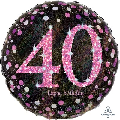 40th Pink Sparkling Celebration std foil balloon