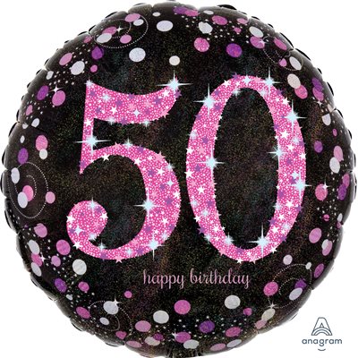50th Pink Sparkling Celebration std foil balloon